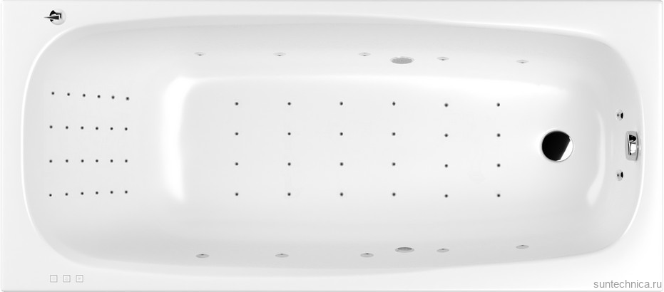 Акриловая ванна WHITECROSS Layla Slim NANO 180x80 см, встраиваемая, с гидромассажем, белая, с каркасом, со сливом-переливом