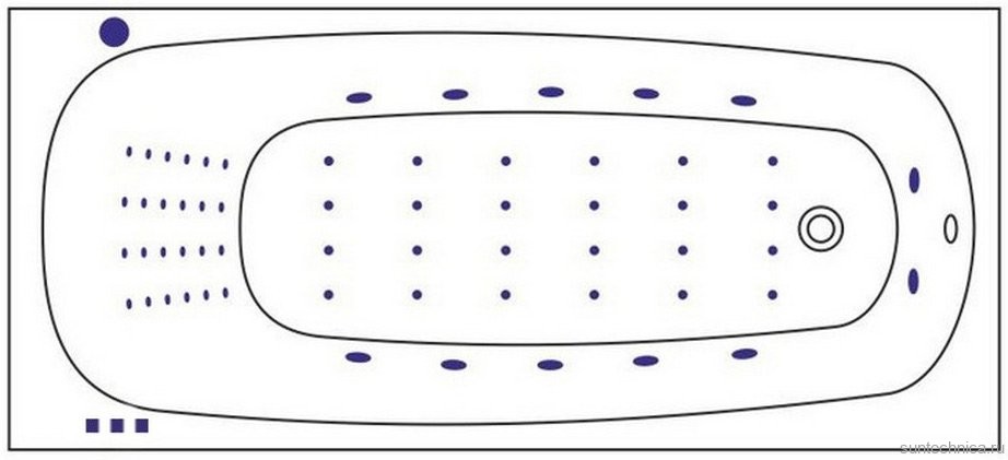 Акриловая ванна WHITECROSS Layla Slim NANO 180x80 см, встраиваемая, с гидромассажем, белая, с каркасом, со сливом-переливом