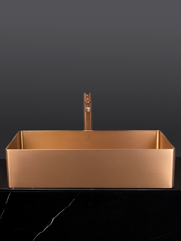 Накладная раковина AltroBagno Solido 001023 RaSp 60 матовая медь, прямоугольная, нержавеющая сталь