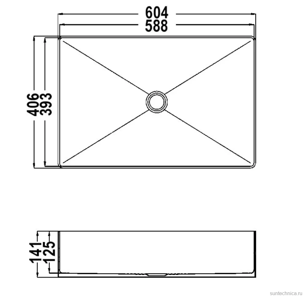 Накладная раковина AltroBagno Solido 001023 RaSp 60 матовая медь, прямоугольная, нержавеющая сталь