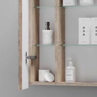 Зеркало-шкаф Sancos Mirror 70 с подсветкой, дуб галифакс натуральный