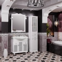 Мебель для ванной комнаты Opadiris Тибет 85 с декоративной решеткой, белая матовая