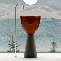 Раковина напольная Abber Kristall AT2703Black-Opal 45 глянцевая коричневая, матовая черная, круглая, моноблок