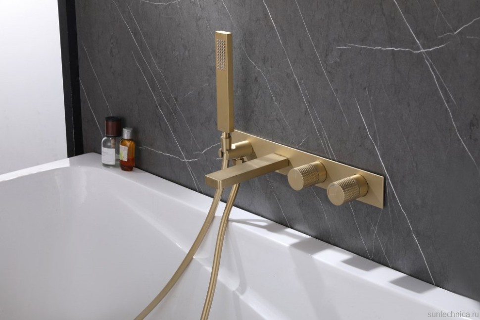 Встраиваемый смеситель для душа и ванны Abber Rund AF8730G С ВНУТРЕННЕЙ ЧАСТЬЮ, матовое золото