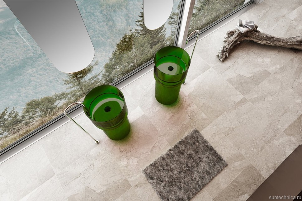 Раковина напольная Abber Kristall AT2701Emerald-H 45 зеленая, круглая