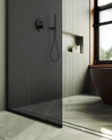 Душевая перегородка Maybahglass MGD-682-6у 109 см, профиль черный, стекло графит матовое