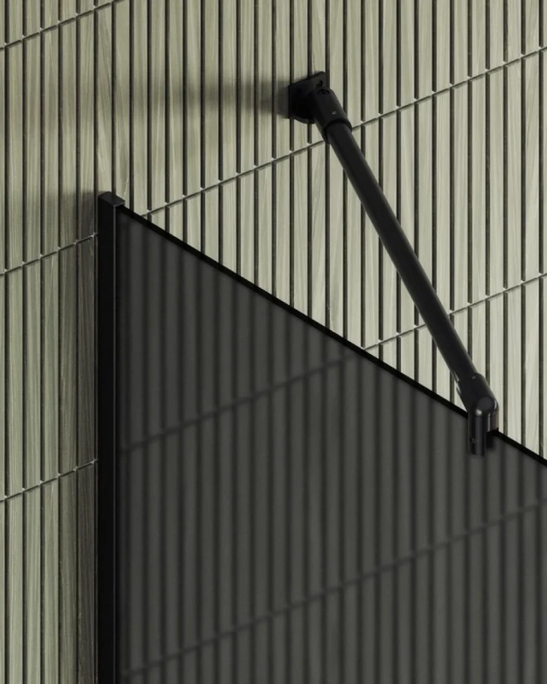 Душевая перегородка Maybahglass MGD-682-6у 109 см, профиль черный, стекло графит матовое