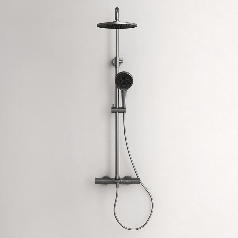 Душевая стойка Sancos Etna SC9008GG с термостатом, вороненая сталь