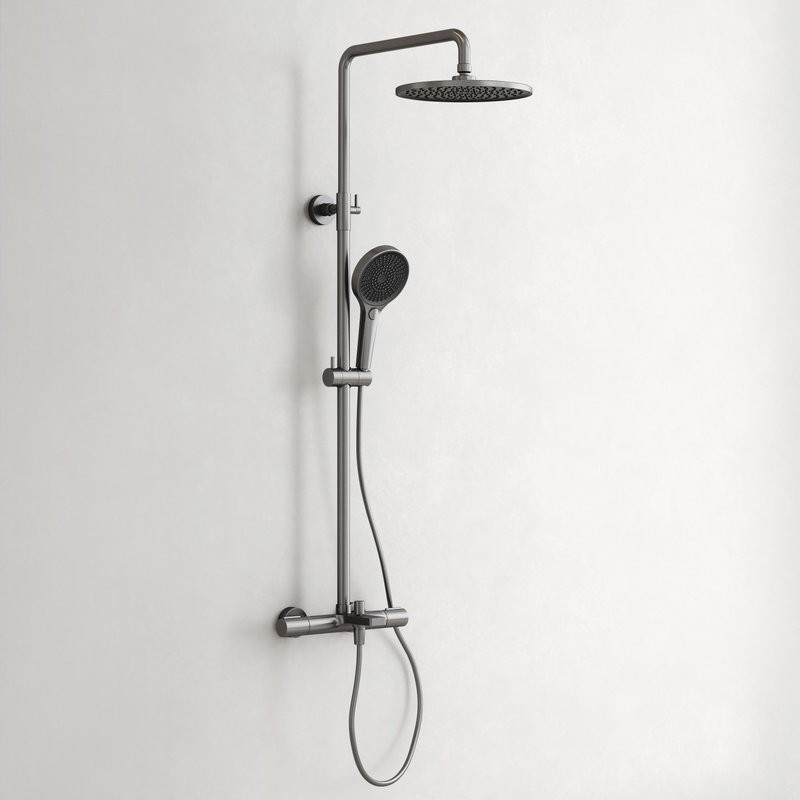 Душевая стойка Sancos Etna SC9008GG с термостатом, вороненая сталь