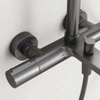 Душевая стойка Sancos Etna SC9008GG с термостатом, вороненая сталь