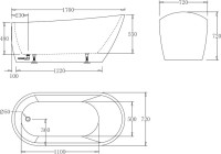 Акриловая ванна BelBagno BB62-1700-W0 170x70 см, отдельностоящая, белая, овальная, на ножках, с донным клапаном