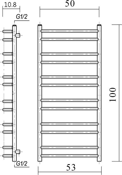 Полотенцесушитель водяной Domoterm Лаура П12 50x100, хром