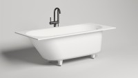 Ванна из искусственного камня Salini Ornella Kit 170x75 см, встраиваемая, белая, со сливом-переливом, с донным клапаном