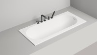 Ванна из искусственного камня Salini Ornella Kit 170x75 см, встраиваемая, белая, со сливом-переливом, с донным клапаном