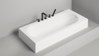 Ванна из искусственного камня Salini Ornella Kit 170x75 см, встраиваемая, белая, со сливом-переливом, с донным клапаном