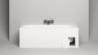 Ванна из искусственного камня Salini Ornella Kit 170x75 см, встраиваемая, белая, со сливом-переливом, с донным клапаном