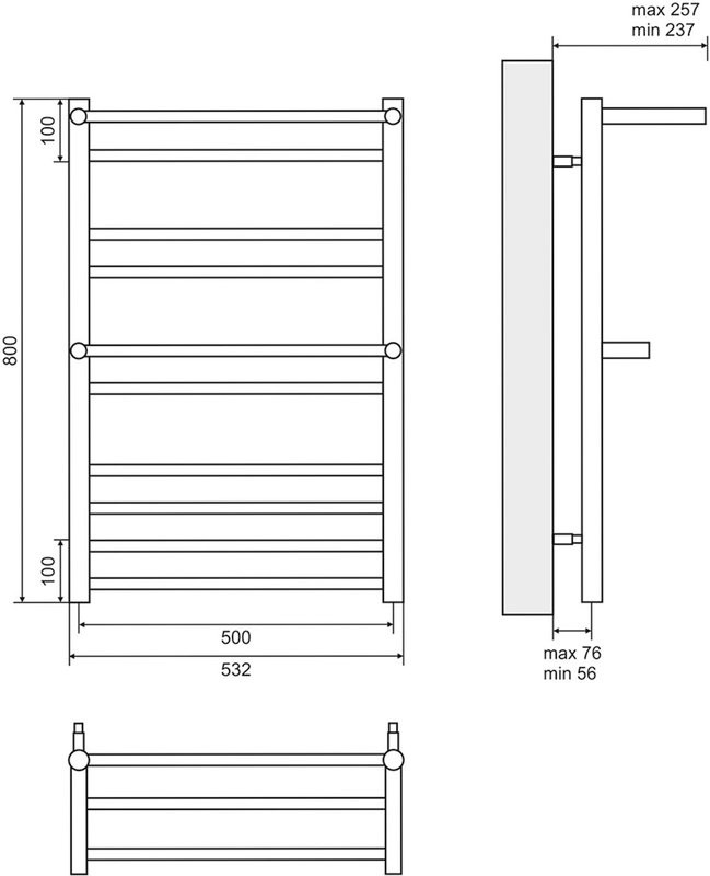 Полотенцесушитель водяной Lemark Pramen П10 50x80