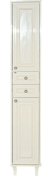 Шкаф пенал для ванной Misty Шармель 35 R светло-бежевая эмаль, 2 ящика