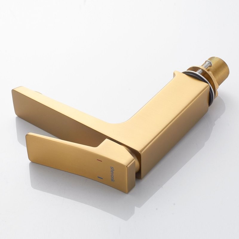 Смеситель для раковины Shevanik S4401G, золотой сатин