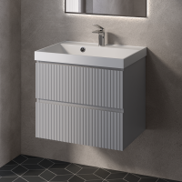 Тумба с раковиной AQUAme S1 60 подвесная, 2 ящика, серая