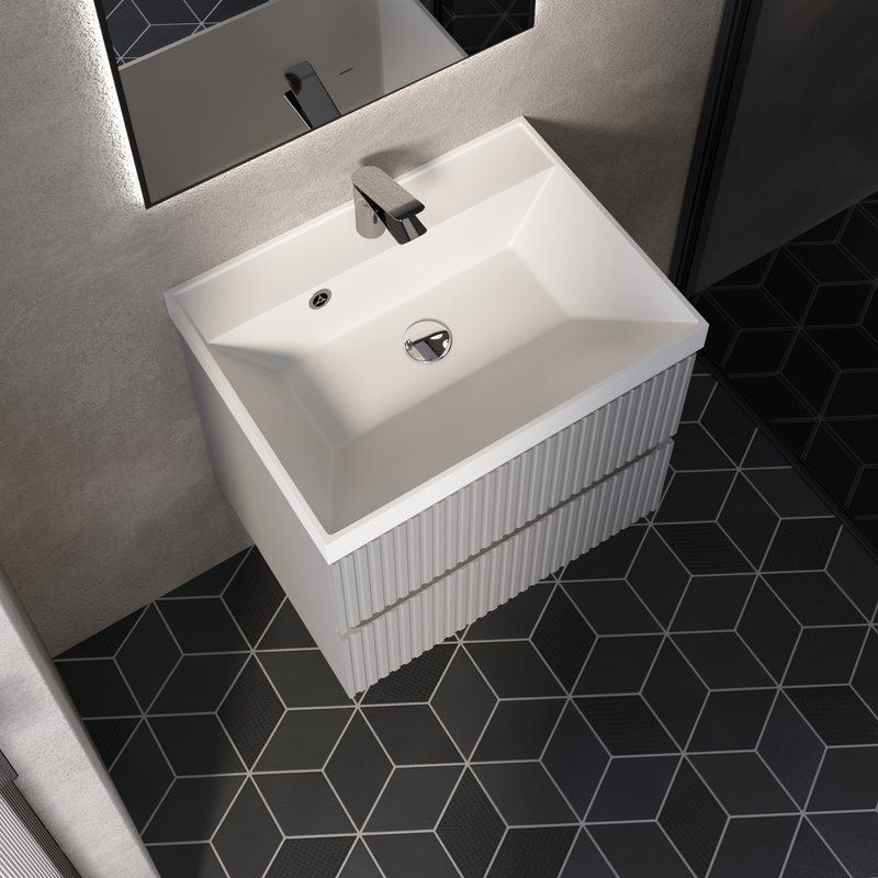 Тумба с раковиной AQUAme S1 60 подвесная, 2 ящика, серая