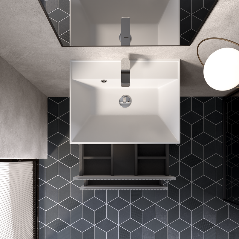 Тумба с раковиной AQUAme S1 60 подвесная, 2 ящика, серая