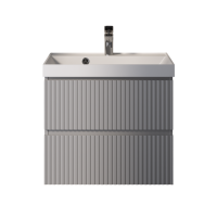 Тумба с раковиной AQUAme S1 60 подвесная, 2 ящика, серая