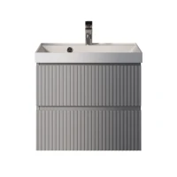 Тумба с раковиной AQUAme S1 60 подвесная, 2 ящика, серая