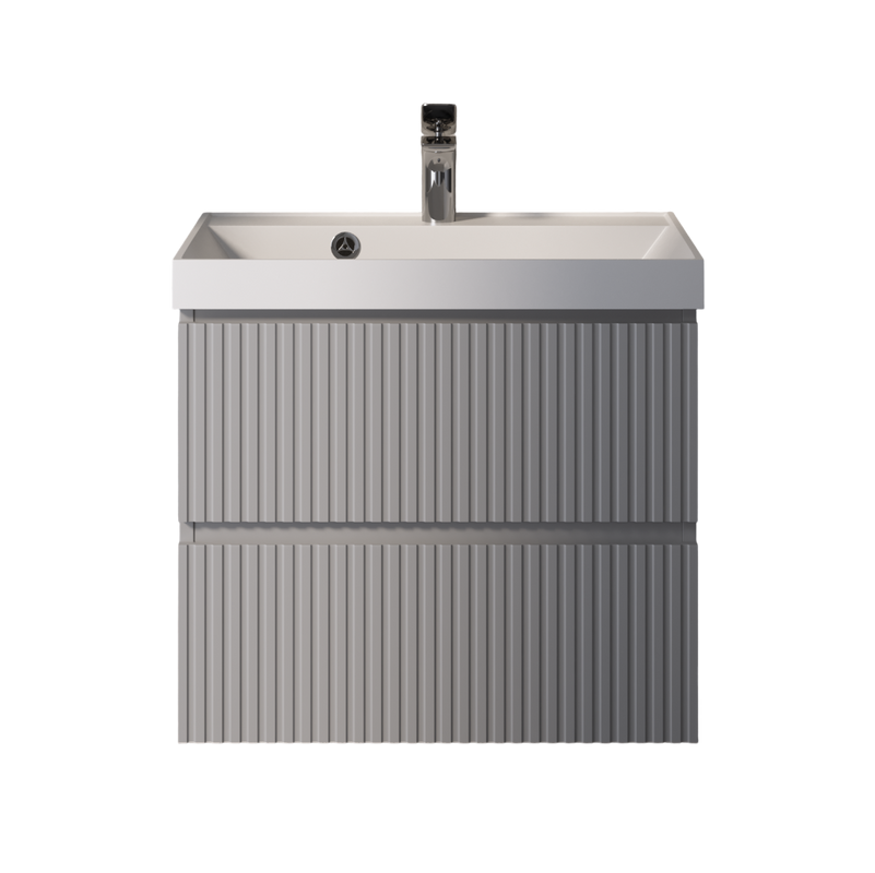Тумба с раковиной AQUAme S1 60 подвесная, 2 ящика, серая