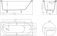 Ванна из искусственного камня Salini Ornella S-Sense 180x80 см, встраиваемая, белая, на ножках