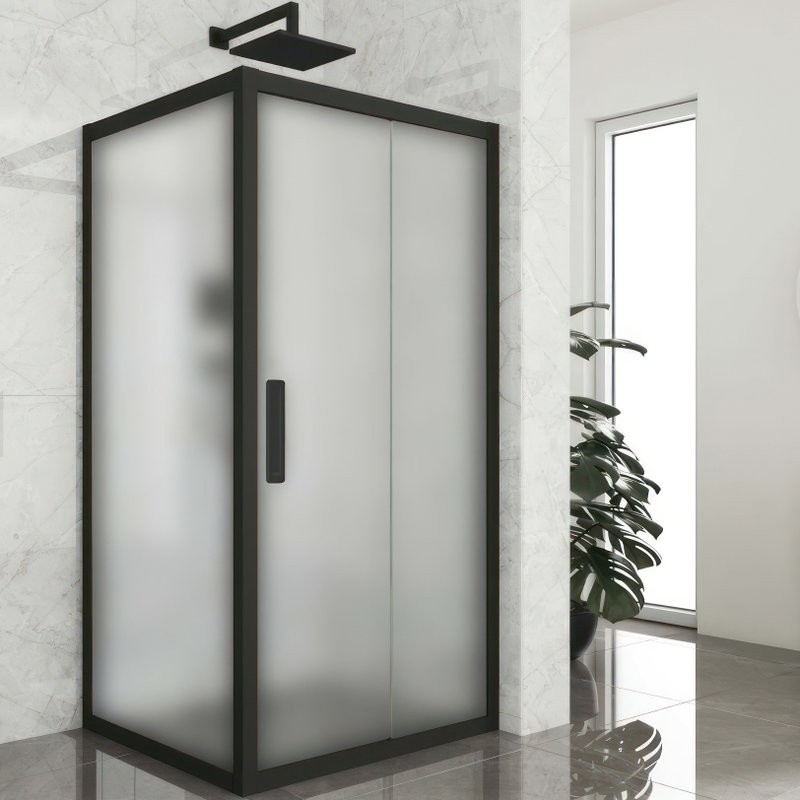 Душевой уголок Kubele DE019 S-MAT-BLMT 115х115 см, профиль матовый черный
