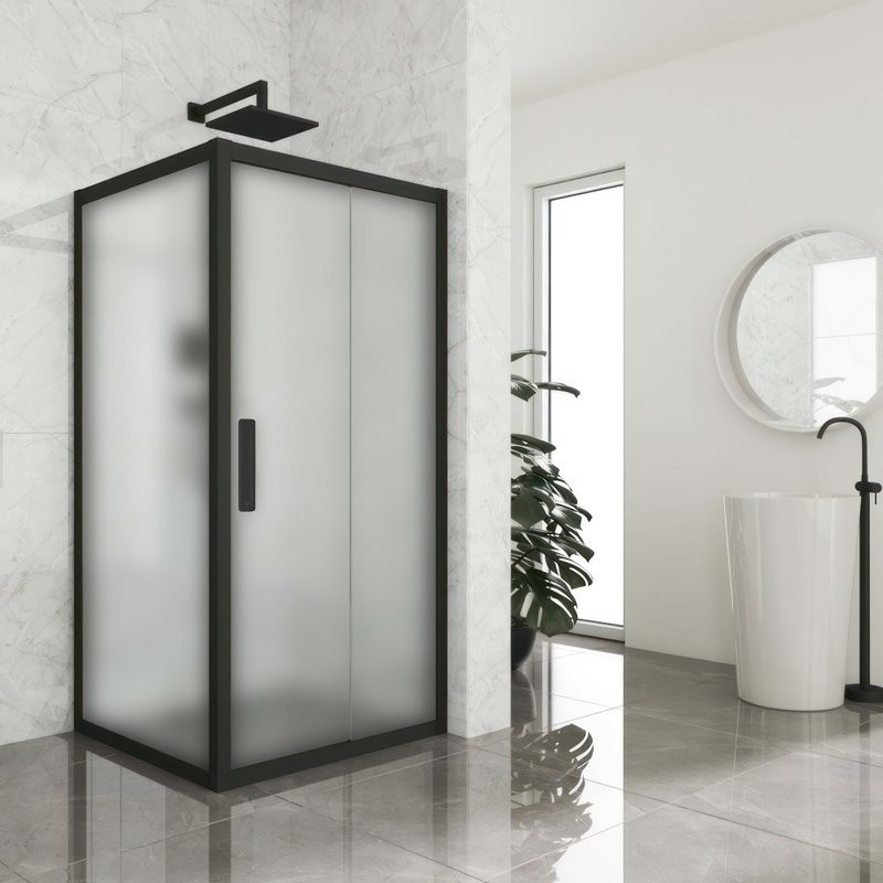 Душевой уголок Kubele DE019 S-MAT-BLMT 115х115 см, профиль матовый черный
