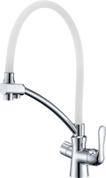 Комплект Мойка кухонная AQUATON Беллис 87 графит + Смеситель Lemark Comfort LM3070C-White с гибким изливом, хром, белый