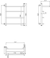 Полотенцесушитель водяной Тругор Браво ПМ 1 П ЛЦ4 L, 50x60x50, с полкой