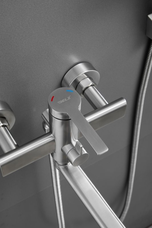 Смеситель с длинным изливом для ванны BELZ B813 B22813-1 сатин