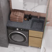 Тумба под раковину без столешницы AQUATON Лайн 40 под стиральную машину, напольная, дуб каменный