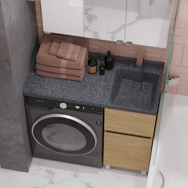 Тумба под раковину без столешницы AQUATON Лайн 40 под стиральную машину, напольная, дуб каменный