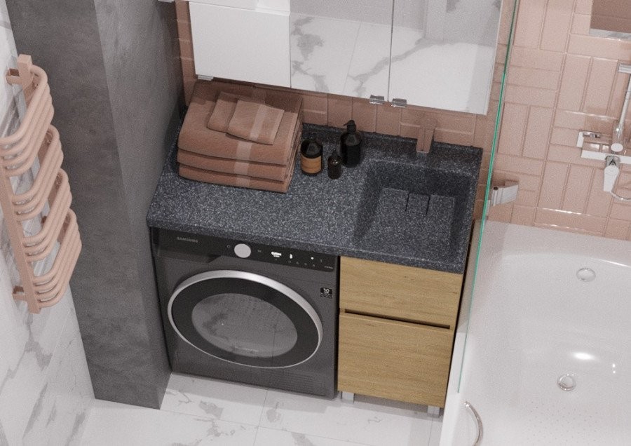 Тумба под раковину без столешницы AQUATON Лайн 40 под стиральную машину, напольная, дуб каменный