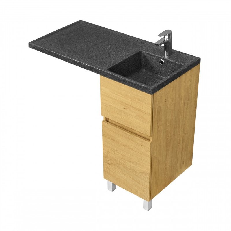 Тумба под раковину без столешницы AQUATON Лайн 40 под стиральную машину, напольная, дуб каменный