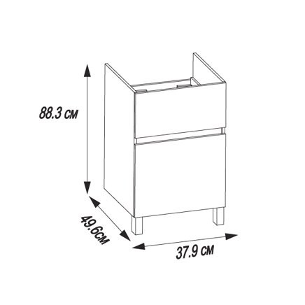 Тумба под раковину без столешницы AQUATON Лайн 40 под стиральную машину, напольная, дуб каменный