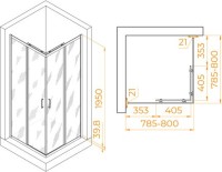 Душевой уголок RGW Passage PA-030 80x80 см, профиль хром, стекло матовое