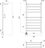 Полотенцесушитель электрический Domoterm Медея сп2 П10 50x100 EL, хром, L