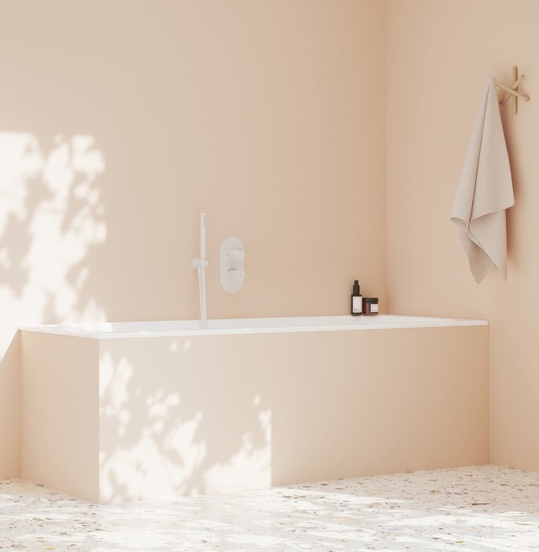 Термостатический смеситель встраиваемый Ravak Espirit ES 063.10WV.O2.RB07C С ВНУТРЕННЕЙ ЧАСТЬЮ, для ванны с душем, белый вельвет