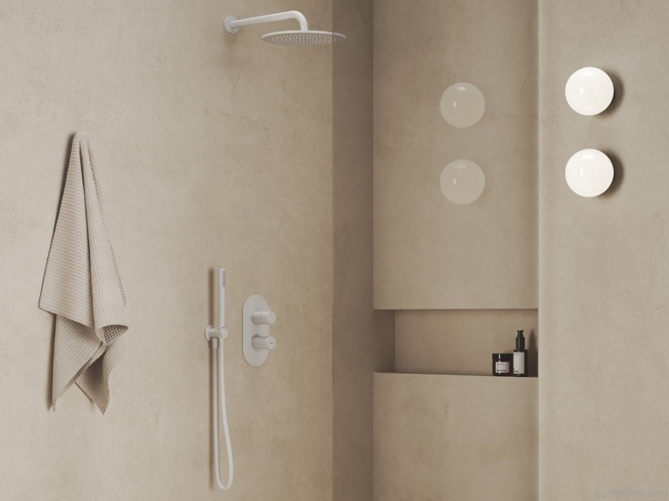 Термостатический смеситель встраиваемый Ravak Espirit ES 063.10WV.O2.RB07C С ВНУТРЕННЕЙ ЧАСТЬЮ, для ванны с душем, белый вельвет