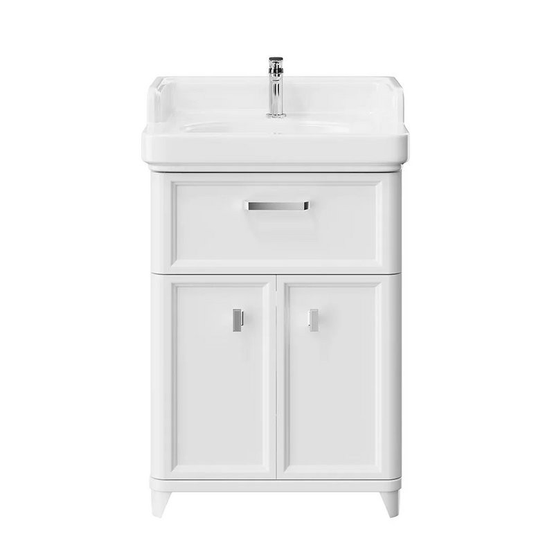 Тумба с раковиной KERAMA MARAZZI Pompei 60 напольная, с ящиком и дверцами, глянцевая белая