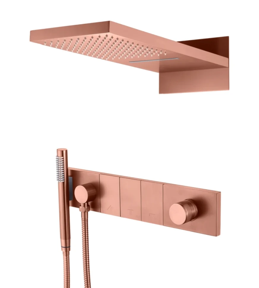 Душевой комплект Boheme Zodiac 132-CB термостат, С ВНУТРЕННЕЙ ЧАСТЬЮ, copper brushed