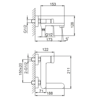 Смеситель для ванны с душем Frap H85 F3285 хром Смеситель для ванны с душем Frap H85 F3285 хром