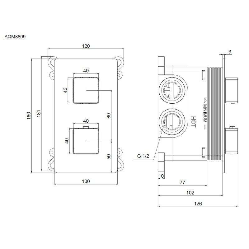 Смеситель для ванны и душа AQUAme Savona с термостатом AQM8809GM
