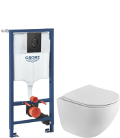 Комплект Унитаз подвесной BelBagno Libero BB11051CH-TOR/SC безободковый + Инсталляция Grohe Rapid SL 1000044 3 в 1 с панелью смыва