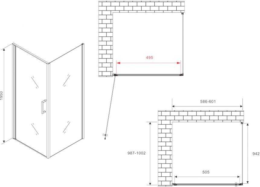 Душевой уголок Abber Sonnenstrand AG04060M-S100M 100x60, профиль хром, стекло матовое